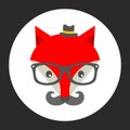 Hipster fox label. Royalty Free Stock Photo