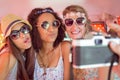 Hipster friends on road trip Royalty Free Stock Photo