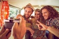 Hipster friends on road trip Royalty Free Stock Photo
