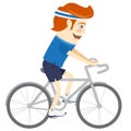Hipster funny man cycling. Flat style Royalty Free Stock Photo