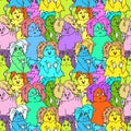 Hipster ghosts seamless pattern colorful Royalty Free Stock Photo