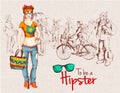 Hipster girl crowd