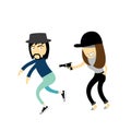 Hipster girl fighting boy Royalty Free Stock Photo