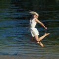 Hipster girl having fun on the beach