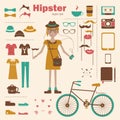 Hipster girl infographic concept background with i