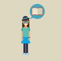 Hipster girl open book vintage background Royalty Free Stock Photo