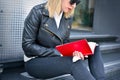 Hipster girl reading book Royalty Free Stock Photo