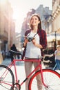 Hipster Girl Ride Bicycle