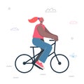 Hipster girl riding bike. Young woman cyclist exercise. Healthy active lifestyle and sport creative concept. Female