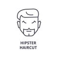 Hipster haircut line icon, outline sign, linear symbol, vector, flat illustration