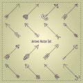 Hipster hand-drawn arrows vector set