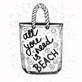 Hipster Hand Drawn Bag with Inscription Royalty Free Stock Photo