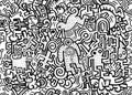 Hipster Hand drawn Crazy doodle Monster City,drawing seamless ba