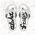 Hipster Hand Drawn Flip Flops with Inscription Royalty Free Stock Photo