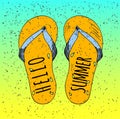 Hipster Hand Drawn Flip Flops with Inscription Royalty Free Stock Photo