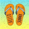 Hipster Hand Drawn Flip Flops with Inscription Royalty Free Stock Photo