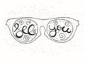 Hipster Hand Drawn Sun Glasses with Inscription Royalty Free Stock Photo