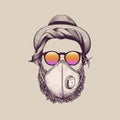 Hipster with hat wearing protection ffp3 mask Royalty Free Stock Photo