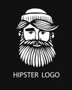 Hipster head with beard. Hand-Drawn Doodle. Vector Illustration - stock vector. Hand drawn cartoon character. Bearded