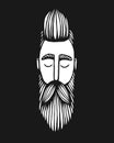 Hipster head with beard. Hand-Drawn Doodle. Vector Illustration - stock vector. Hand drawn cartoon character. Bearded