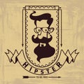 Hipster head emblem