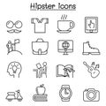 Hipster icon set in thin line style