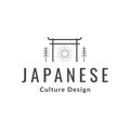 Hipster japan torii with sun logo design vector graphic symbol icon illustration creative idea