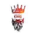 Hipster king icon with crown, hand sketch vector illustration design. Royalty Free Stock Photo