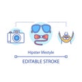 Hipster lifestyle concept icon. Contemporary subculture idea thin line illustration. Young creative person. Style