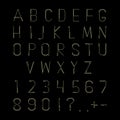 Hipster linear font, vector alphabet