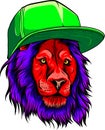 Hipster lion vector illustration on white background Royalty Free Stock Photo