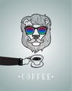Hipster lion wearing spectacles