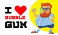 Hipster love bubble gum concept banner, cartoon style