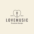 Hipster love shape with guitar logo design vector graphic symbol icon illustration creative idea