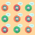 Hipster man beard emoticons color vector