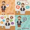 Hipster man in digital marketing concept