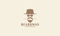 hipster man head beard with hat logo symbol icon vector graphic design illustration