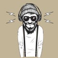 Hipster man listening to music vector illustration Royalty Free Stock Photo