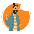 Hipster man shows yes gesture. Royalty Free Stock Photo