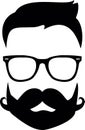 Hipster Man Silhouette Vector, Beard, Mustache and Glasses