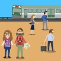 Hipster man travel with public train