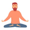 Hipster meditation icon cartoon vector. Happy calm
