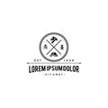 Hipster minimal mountain outdoor logo in trendy linear line stroke