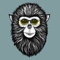 Hipster monkey with yellow sunglasses