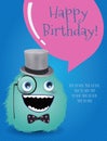 Hipster Monster Birthday Card. Vector Illustration