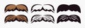 Hipster Mustache. Cartoon Face Party Decoration Set. Classic Mustache, Fathers Day Symbol. Italy Mustache Icon, Vector Royalty Free Stock Photo