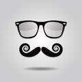 Hipster mustache and sunglasses icons