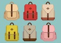 Hipster pack pattern with retro fashion trendy school backpacks, vector illustration.fabric, style, fashion vintage