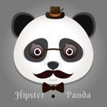 Hipster a panda - design template on black background Royalty Free Stock Photo