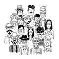 Hipster people icon set. vector illustrations Royalty Free Stock Photo